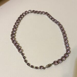 Vintage Purple Crystal Necklace silver screw on clasp. 1957 17inch